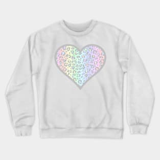 Pastel Rainbow Leopard Print Heart Crewneck Sweatshirt